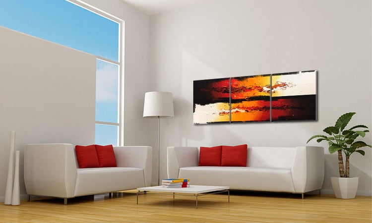 Das moderne Wandbild -Battle Of Fire- 210x70x2 cm handgemaltes Unikat