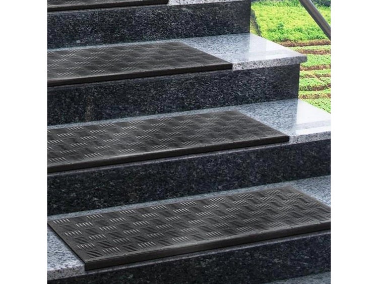 FLOORDIREKT Gummi-Stufenmatte Madras - für den Außenbereich - Antirutschmatte - mit Klebestreifen - 25 x 75 cm