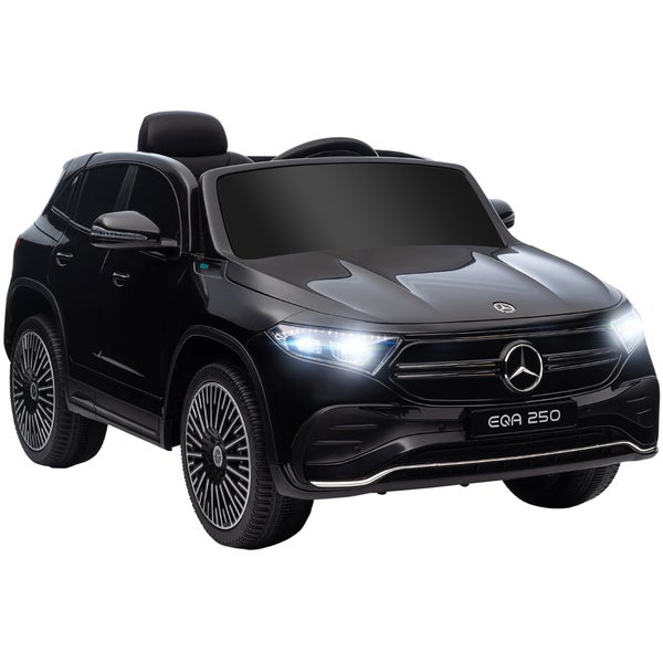 HOMCOM Kinder Elektroauto, 12V, Mercedes-Benz, mit Fernbedienung, MP3-Player, Tragebarer Batterie, 3-8 km/h, für 3-8 Jahre Kinder, 111,5L x 69B x 52,5H cm, Kunststoff, Metall, Schwarz