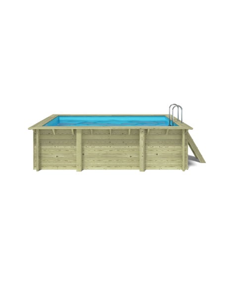 Rechteckiger Holzpool mit Leiter