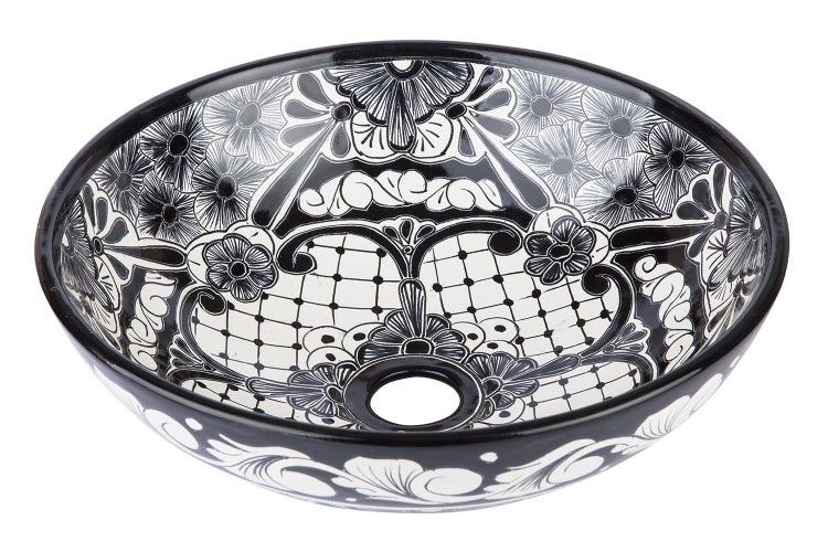 Waschbecken aus Keramik mit floralem Dekor für das Badezimmer