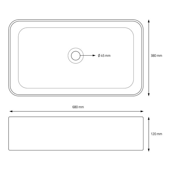 ML-Design Waschbecken aus Keramik Schwarz 68x38x12 cm Eckig inkl. Ablaufgarnitur, Moderne Aufsatzwaschbecken, Design Waschtisch Aufsatz-Waschschale Waschplatz Handwaschbecken, für Badezimmer/Gäste-WC
