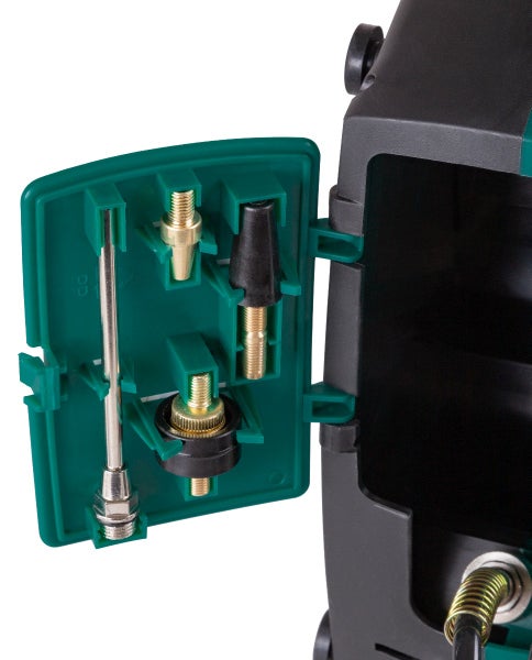 VONROC Tragbarer Luftkompressor, 1100 W, 8 Bar - Luftdurchsatz 180 l/m - Reifenfüller für Auto, Motorrad, Fahrrad, Ball - tragbarer Kompressor ohne √ñl mit 11 Zubehörteilen