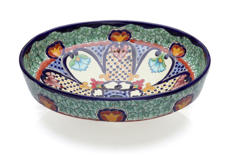 Dekoratives Waschbecken aus Keramik mit floralem Muster