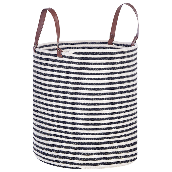 Gestreifter Wäschekorb aus Baumwolle mit Griffen