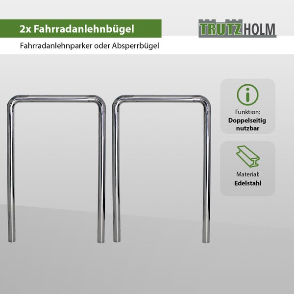 Zwei Fahrradanlehnbügel aus Edelstahl