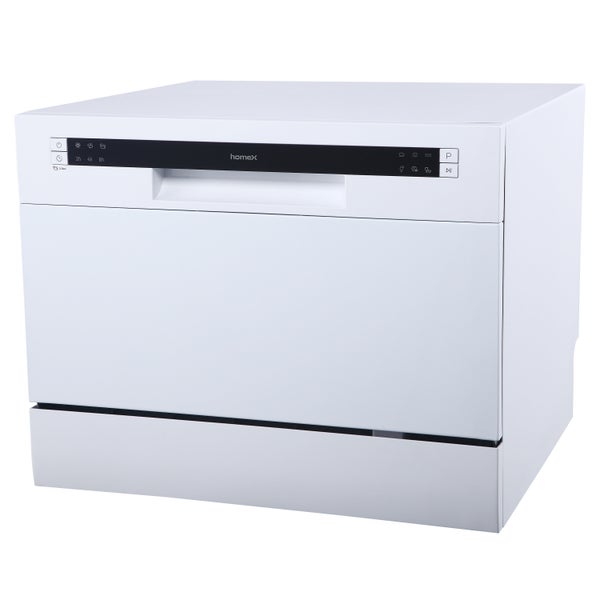homeX Tischgeschirrspüler Mini Geschirrspüler 6 Programme Spülmaschine klein 6 Maßgedecke Aquastop GST6AE-W