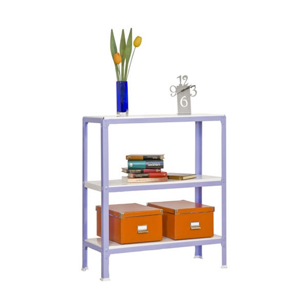 PROREGAL Wohnregal Living Koala Metal mit 3 Fachböden HxBxT 90 x 80 x 30 cm Fachlast 150 kg Lila/Weiß