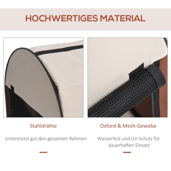 PawHut Tragebox, 46L x 36B x 41H cm, Oxfordstoff mit PVC-Beschichtung, Stahl, Kaffee