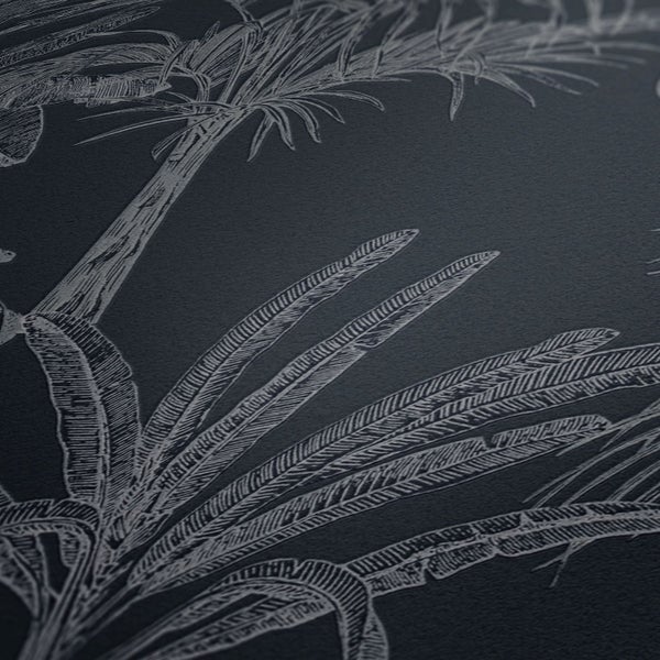 Nahaufnahme einer Tapete mit Palmenmuster
