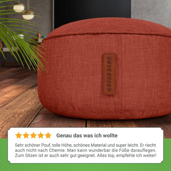 Green Bean Sitzsack-Hocker 45x25cm mit EPS-Perlen Füllung - Fußhocker Fußkissen Sitz-Pouf für Sitzsäcke - Bodenkissen für Kinder und Erwachsene - Fußablage Sitzkissen Sitzhocker Rot