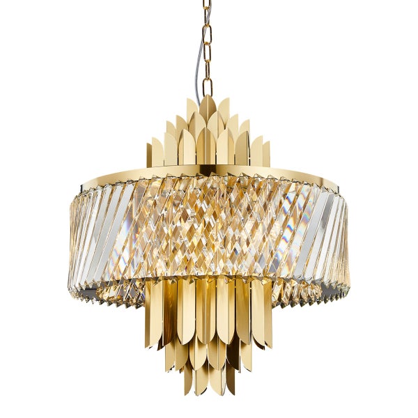 Hängeleuchte Kristalllüster Lybora PL Gold 9 x E14 Metall + Kristall Ø 55 cm