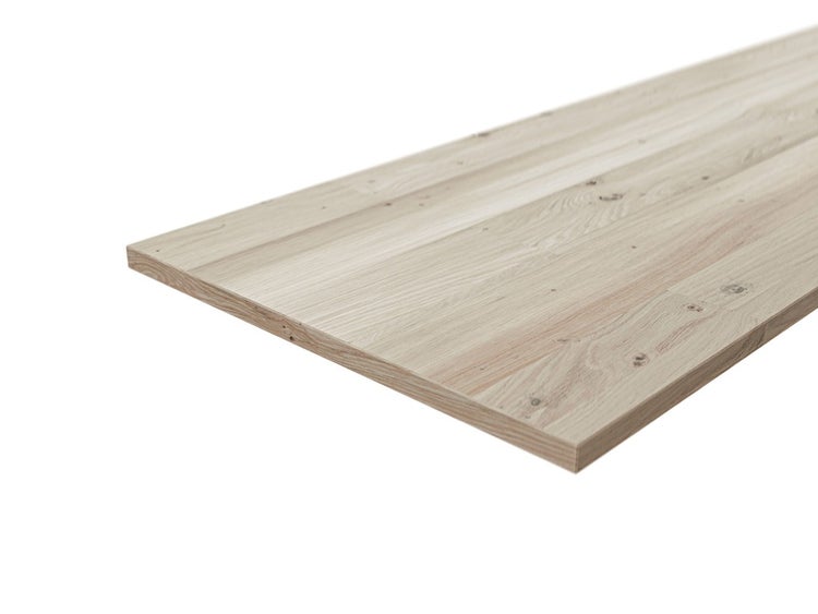 Leimholzplatte aus hellem Massivholz mit natürlicher Maserung.