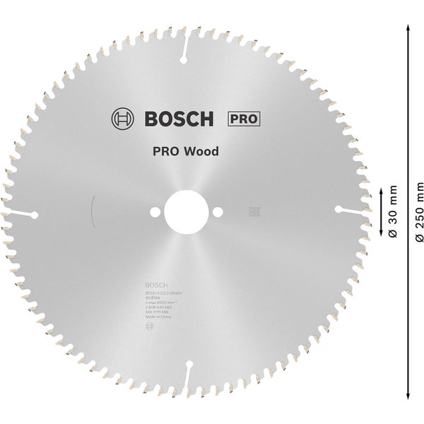 Bosch PRO Wood Kreissägeblatt 250 x 3,2 x 30 mm - 2608640660
