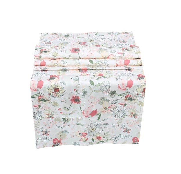 FRANK FLECHTWAREN|Tischläufer Aquarellblumen, 40 x 140 cm, POLYESTER