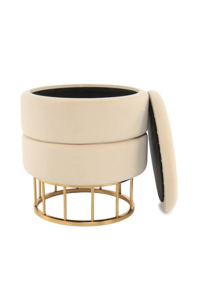 Hocker elegant, mit Stauraum Elfenbein Rund Ø 37,5 cm