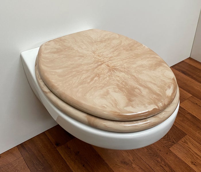 WC Sitz Marmor beige, schwerer Holzkernpolyester WC Sitz, Edelstahlscharniere