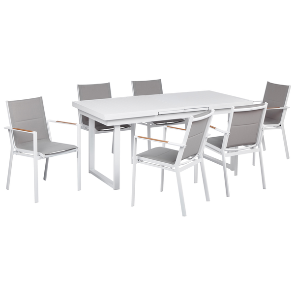 Gartengarnitur mit sechs Stühlen und ausziehbarem Tisch