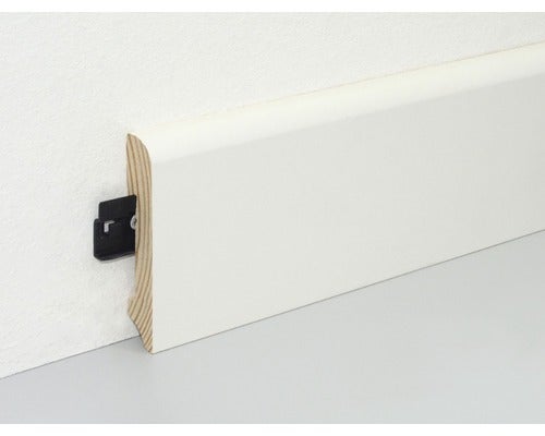 Sockelleiste gerundet Fichte/Kiefer weiß RAL 9010 lackiert L0146L 18x96x2400 mm