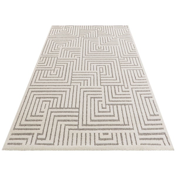 Kurzflor Teppich Manipu Creme Grau - 80x150x1,4cm