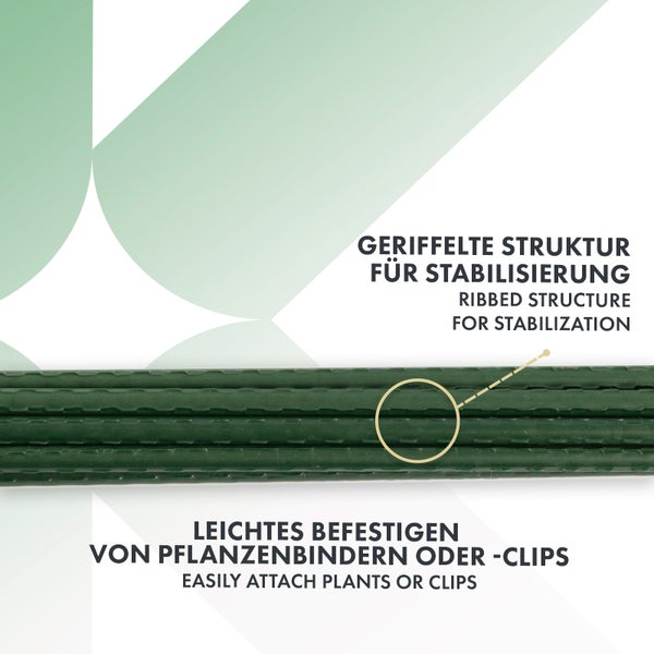FLOORDIREKT Pflanzenstab Grün - Rankhilfe Tomatenstab Rankstab - 10er-Set - Ø 11 mm Länge 150 cm