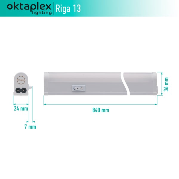 Oktaplex Riga LED Unterbauleuchte Küche 84cm warmweiß 3000K 13W mit Schalter