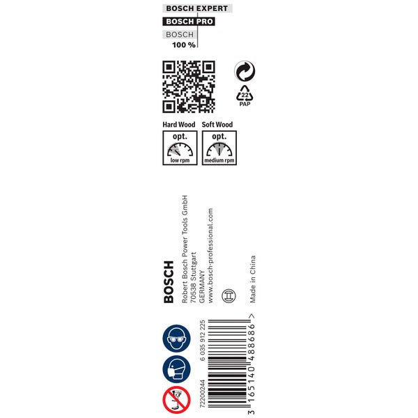 Bosch Expert, Bosch Pro, Bosch Logo, Papierverpackung, QR-Code, Produktsymbole und Barcode