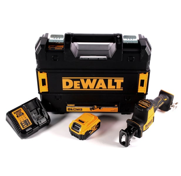 DeWalt Akku-Säbelsäge-Set mit Akku, Ladegerät und TSTAK-Transportkoffer.