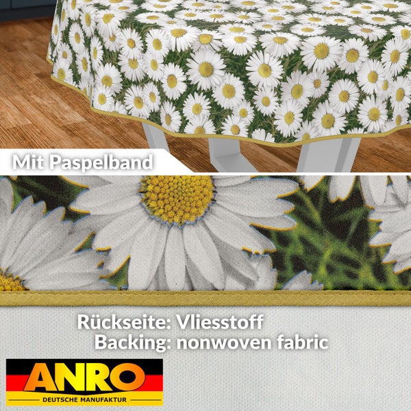 Tischdecke mit Gänseblümchenmuster und Paspelband