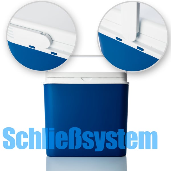 Kühlbox 24 Liter blau/weiß inkl. 6 Kühlakkus - Bis zu 14 Std. Kühlung - Kühltasche für unterwegs - Outdoor Thermobox für Picknick & Camping - Made in Europe