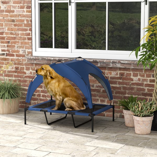 PawHut Erhöhtes Hundebett, 106L x 76B x 94H cm, Oxford, Taftstoff, Blau