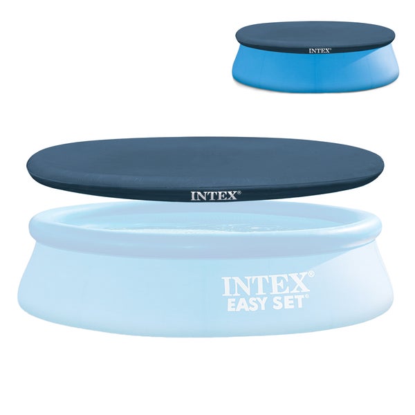Intex Easy Set Pool Cover - Poolabdeckplane - Ø 244 cm rund - Dunkelblau - Reißfest - Für Easy Set Pools - Poolabdeckung Poolplane Pool Abdeckplane