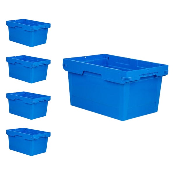 PROREGAL Mega Deal 5x Conical Mehrweg-Stapelbehälter Blau HxBxT 32,3 x 40 x 60cm 58 Liter Lagerbox  Eurobox  Transportbox  Transportbehälter