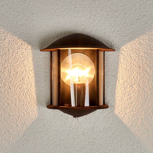 Lindby Wandleuchte außen Maelis (spritzwassergeschützt (Modern) in Braun aus Aluminium (1 flammig, E27) - Außenwandleuchten Wandlampe Led Außenlampe Outdoor für Außenwand/Hauswand Haus