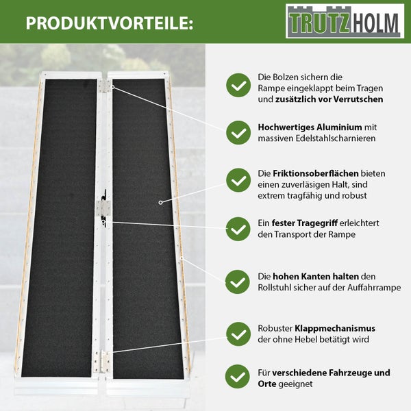 Tragbare, klappbare Rollstuhlrampe aus Aluminium mit Anti-Rutsch-Oberfläche