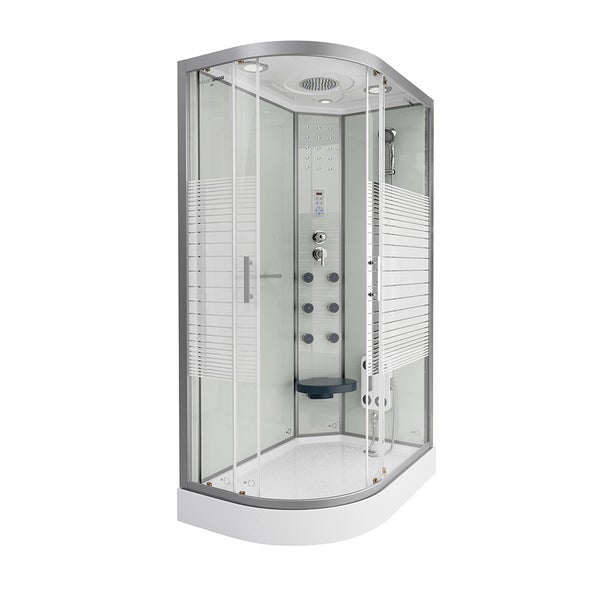 Home Deluxe - Komplettdusche WHITE PEARL - Maße 120 x 80 cm Links - inkl. Regendusche, Radio und Zubehör I Duschtempel Fertigdusche, Dusche, Duschtempel