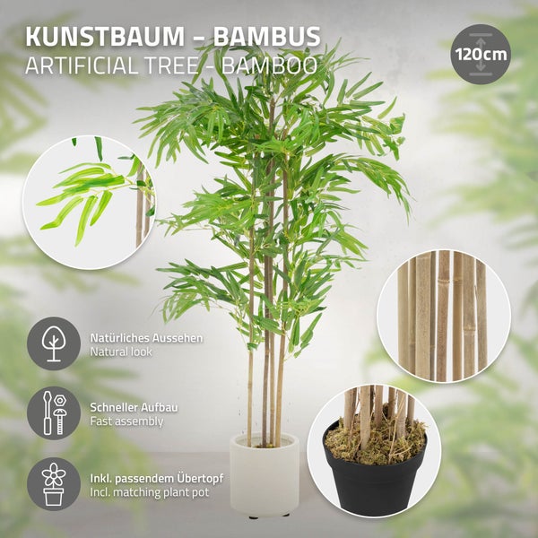 Künstlicher Bambusbaum mit einer Höhe von 120 cm im Topf