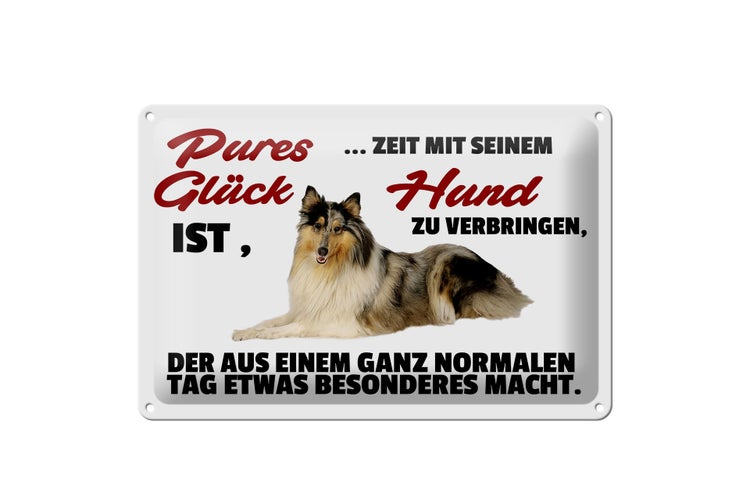 Blechschild Spruch 30x20cm Pures Glück Zeit mit seinem Hund