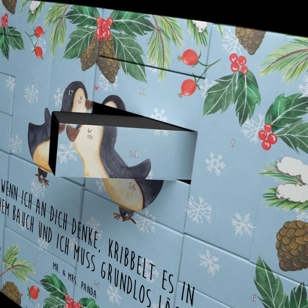 Mr. & Mrs. Panda Befüllbarer Adventskalender Pinguine Kuss - Blau Pastell