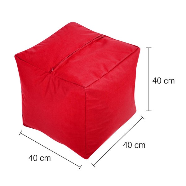 Green Bean Sitzsack-Hocker 40x40x40cm mit EPS-Perlen Füllung - Fußhocker Fußkissen Sitz-Pouf für Sitzsäcke - Bodenkissen für Kinder und Erwachsene - Fußablage Sitzkissen Sitzhocker Rot