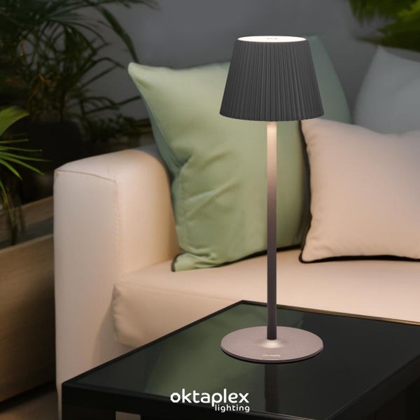 Vero LED Akku Tischlampe dimmbar warmweiß 200lm Tischleuchte kabellos für drinnen und draußen 37cm Höhe anthrazit