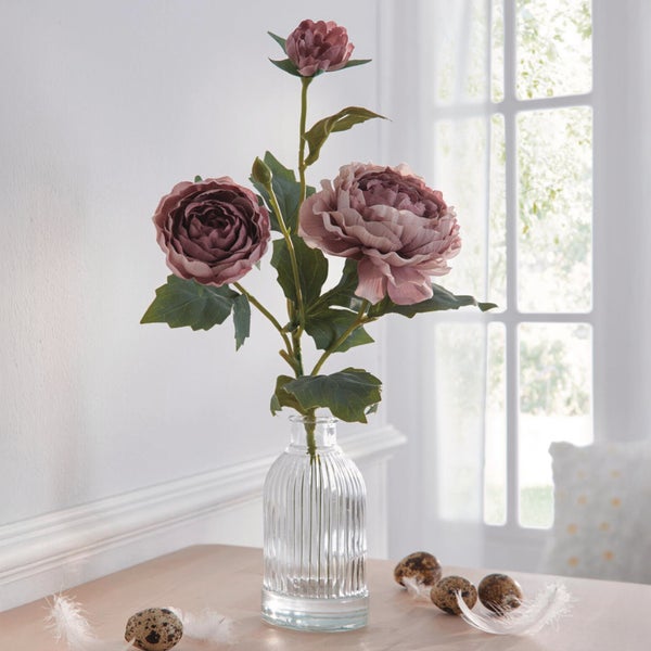 FRANK FLECHTWAREN|Kunstblume Pfingstrosen in Vase, Höhe 37 cm, KUNSTSTOFF, GLAS