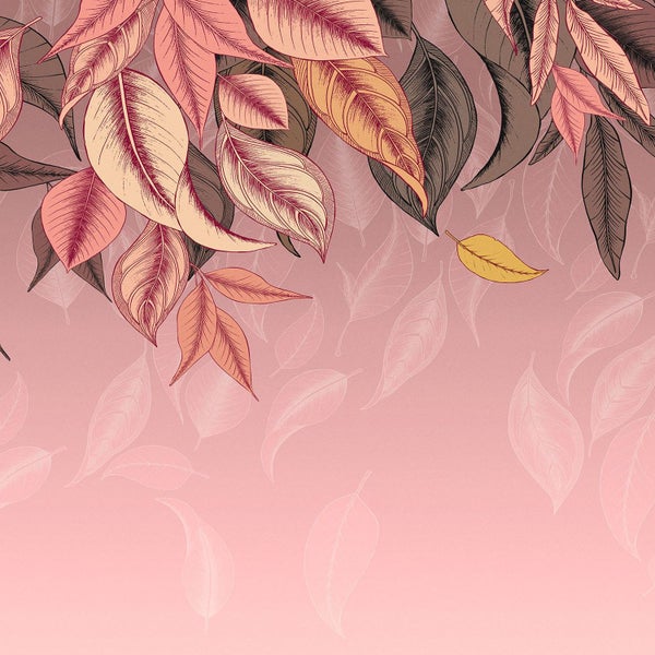 Illustration mit herabfallenden Blättern auf einem Hintergrund