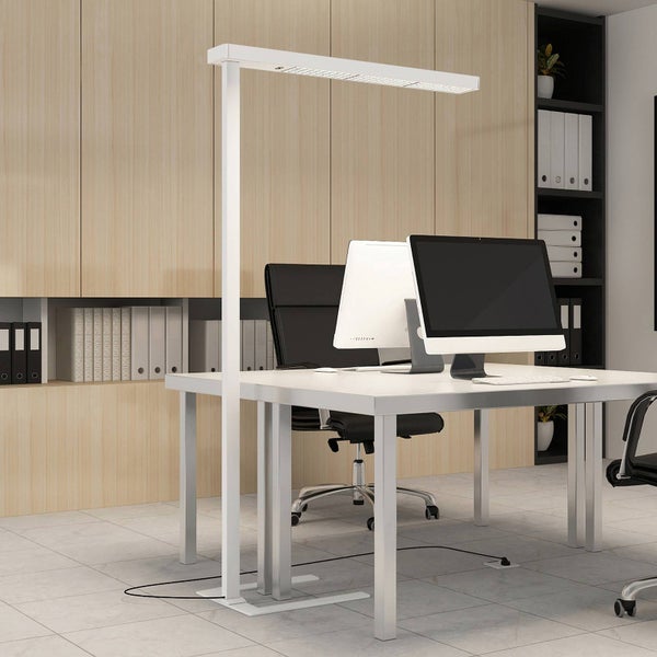 Arcchio LED Bürostehleuchten Susi ( Touchdimmer) dimmbar mit Bewegungsmelder (Modern) in Weiß aus Aluminium (2 flammig, ) - Bürolampe Arbeitsplatzlampe Standleuchte Stehlampe Deckenfluter