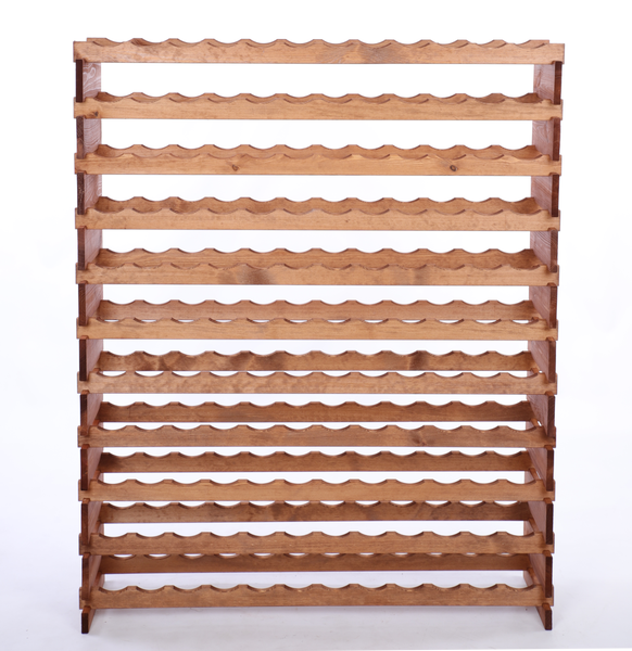 Weinregal VINOTECA FLEX PRO HxBxT 149x123x28cm 132 Flaschen auf 11 Ebenen Massives Kiefernholz Braun geölt