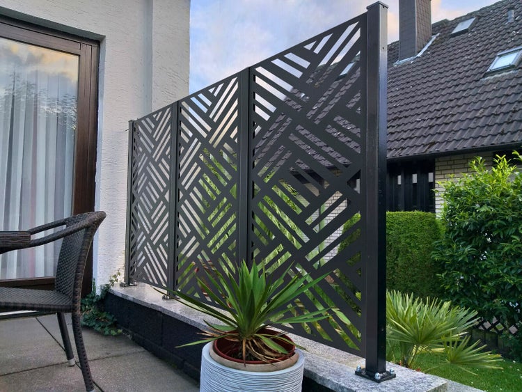 Sichtschutzwand ELEO Adda 60 x 158 cm - Metall pulverbeschichtet anthrazit
