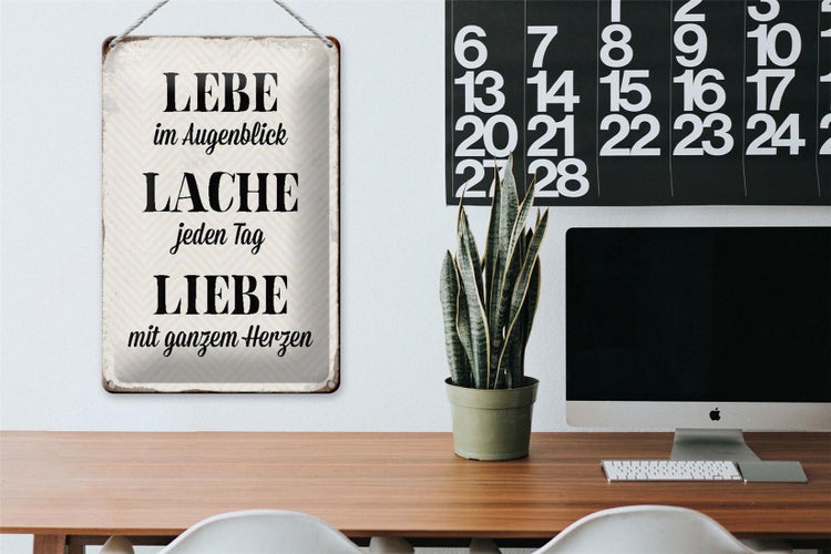 Blechschild Spruch 20x30cm Lebe Lache jeden Tag Liebe
