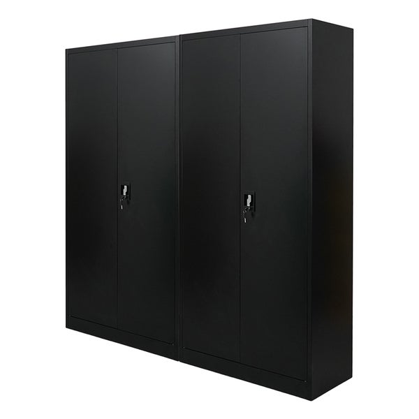 PROREGAL Mega Deal 2x Flügeltürenschrank ELEPHANT HxBxT 185 x 90 x 40 cm 4 Fachböden Schwarz