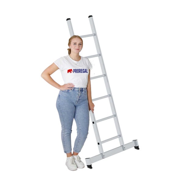 PROREGAL Sprossen-Anlegeleiter mit Traverse 6 Sprossen