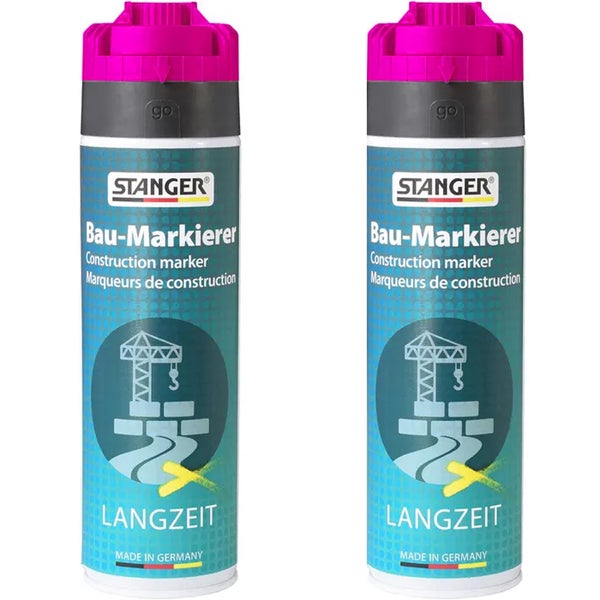 UvV Markierungsspray 24 Monate Langzeitwirkung Set 2 Dosen je 500 ml / neon pink - Kennzeichnungen, Sprühdosen Markierfarbe